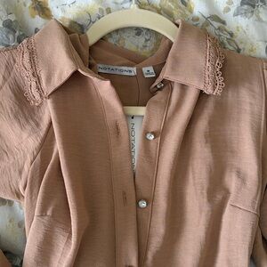 Flash sale button down shirt embroidered trim bling buttons size medium office